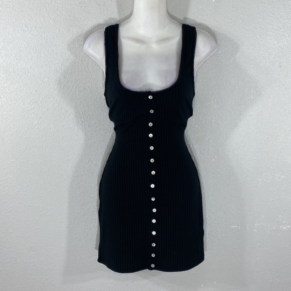 Lovers + Friends Tatiana Black Tank Button Down Mini Dress C.C10 - Picture 2 of 12